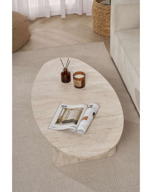 Mesita Orba de travertino - 120x40x65 cm