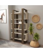 Bibliothèque Reina noyer/travertin - 80x150x29,5 cm