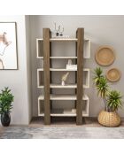 Bibliothèque Reina noyer/travertin - 80x150x29,5 cm