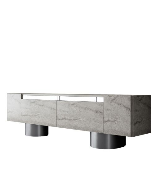 Meuble TV Bohème travertin/argent - 180x50x30 cm
