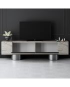 Meuble TV Bohème travertin/argent - 180x50x30 cm