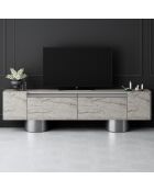 Meuble TV Bohème travertin/argent - 180x50x30 cm
