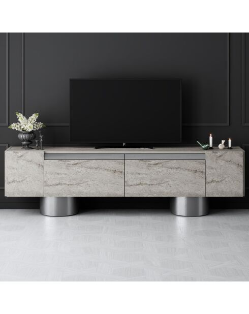 Meuble TV Bohème travertin/argent - 180x50x30 cm