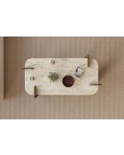 Table basse Leapiri travertin/noyer - 120x35x60 cm