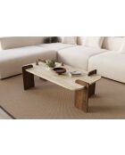 Table basse Leapiri travertin/noyer - 120x35x60 cm