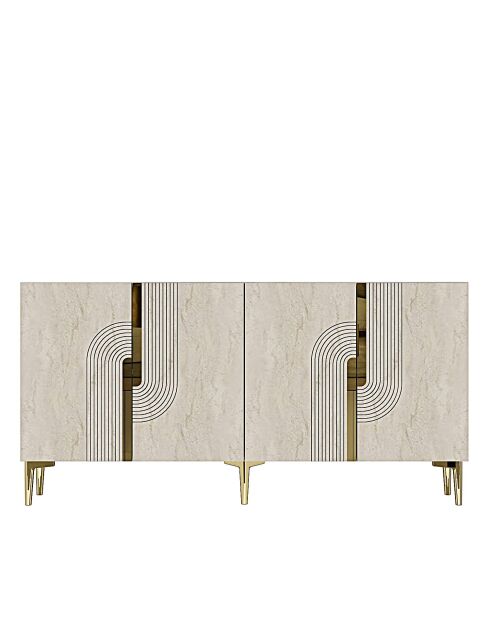 Consolle Meyra 150 bianco/travertino/oro - 150x75x32 cm