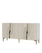 Consola Meyra 150 blanco/travertino/dorado - 150x75x32 cm