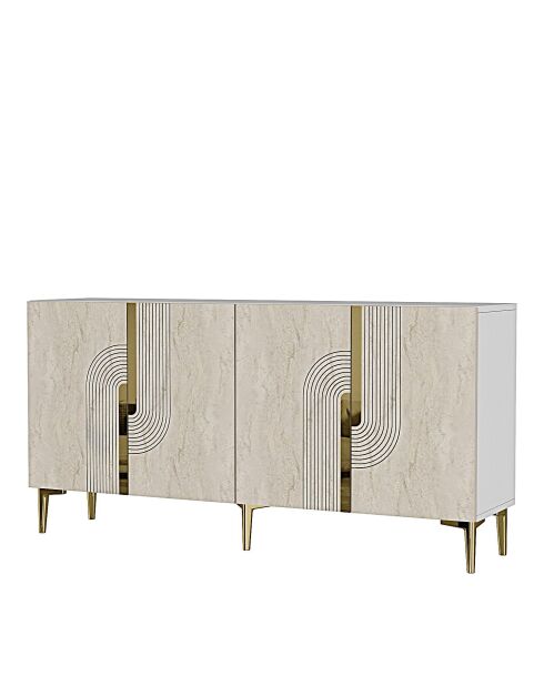Consolle Meyra 150 bianco/travertino/oro - 150x75x32 cm
