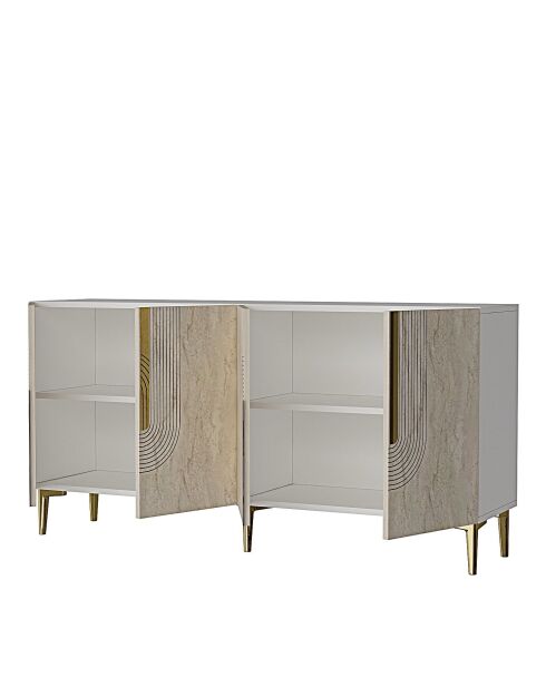Consolle Meyra 150 bianco/travertino/oro - 150x75x32 cm