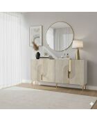 Consola Meyra 150 blanco/travertino/dorado - 150x75x32 cm