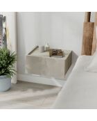 Comodino Onda LED in arenaria-travertino - 38,4x18,5x31 cm