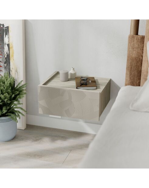 Comodino Onda LED in arenaria-travertino - 38,4x18,5x31 cm