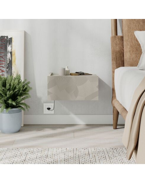 Comodino Onda LED in arenaria-travertino - 38,4x18,5x31 cm