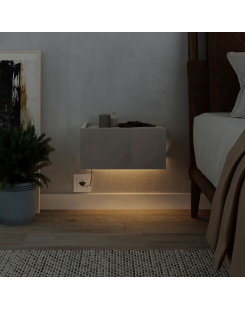 Comodino Onda LED in arenaria-travertino - 38,4x18,5x31 cm