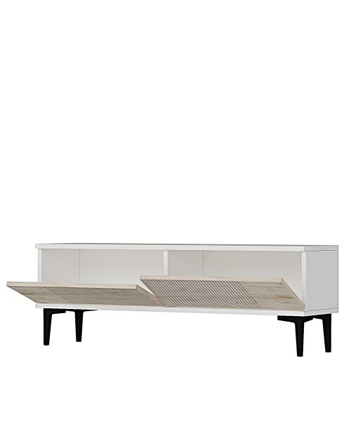 Meuble TV Corsa 120 blanc/travertin - 120x40,5x32 cm
