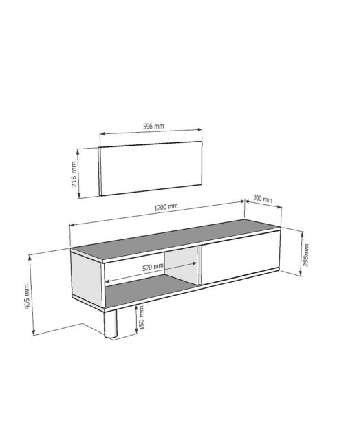 Meuble TV Corsa 120 blanc/travertin - 120x40,5x32 cm