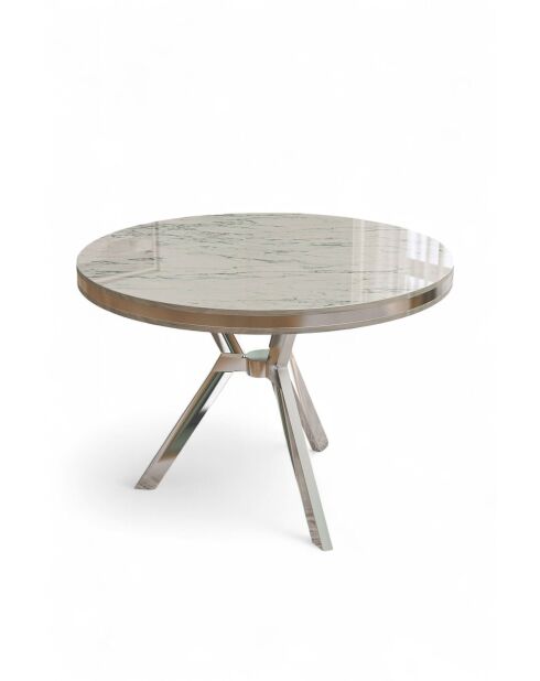 Eettafel Mos wit marmer/chroom - 90x74x90 cm