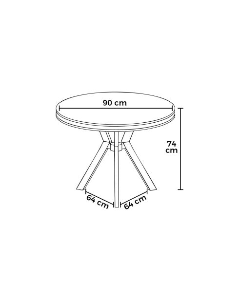 Eettafel Mos wit marmer/chroom - 90x74x90 cm