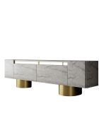 Mueble TV bohemio en travertino y dorado - 180x50x30 cm
