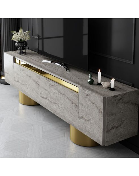 Tv-meubel Boheems travertijn/goud - 180x50x30 cm