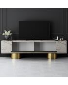 Mueble TV bohemio en travertino y dorado - 180x50x30 cm