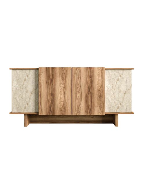 Consola Diana en travertino/nogal - 180x81x40 cm