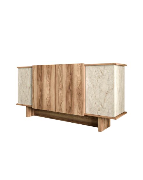 Consola Diana en travertino/nogal - 180x81x40 cm