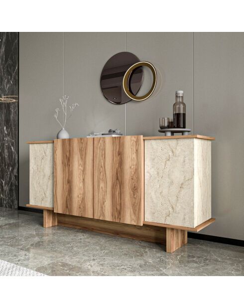 Consola Diana en travertino/nogal - 180x81x40 cm