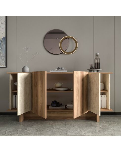 Consola Diana en travertino/nogal - 180x81x40 cm