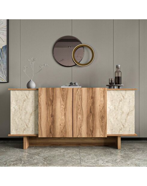 Consola Diana en travertino/nogal - 180x81x40 cm