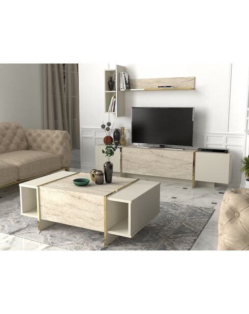 Salontafel Veyron travertijn/zandsteen - 103,8x37,3x60 cm