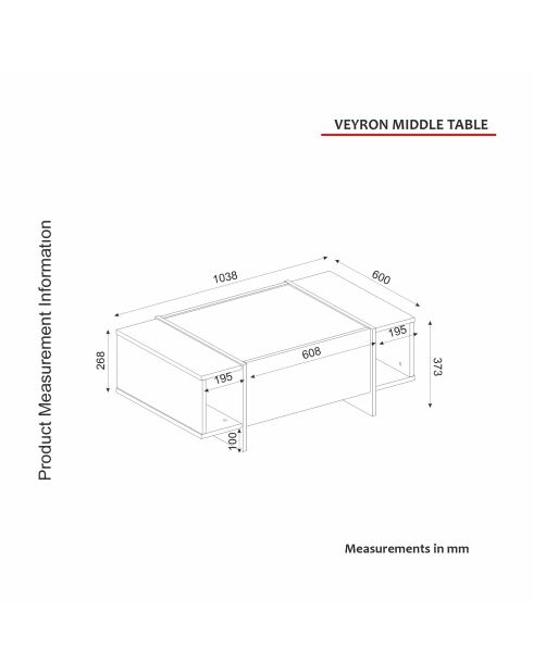 Salontafel Veyron travertijn/zandsteen - 103,8x37,3x60 cm