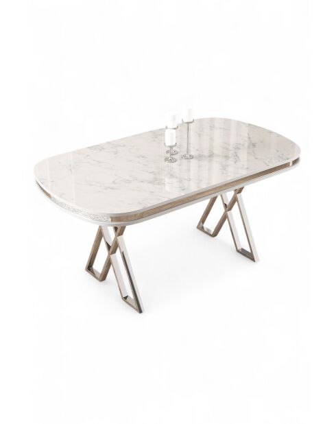 Zae eettafel wit marmer/chroom - 168x76x90 cm