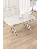 Zae Esstisch aus weißem Marmor/Chrom - 168x76x90 cm