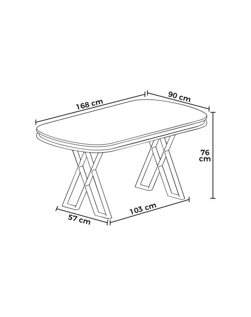 Zae eettafel wit marmer/chroom - 168x76x90 cm