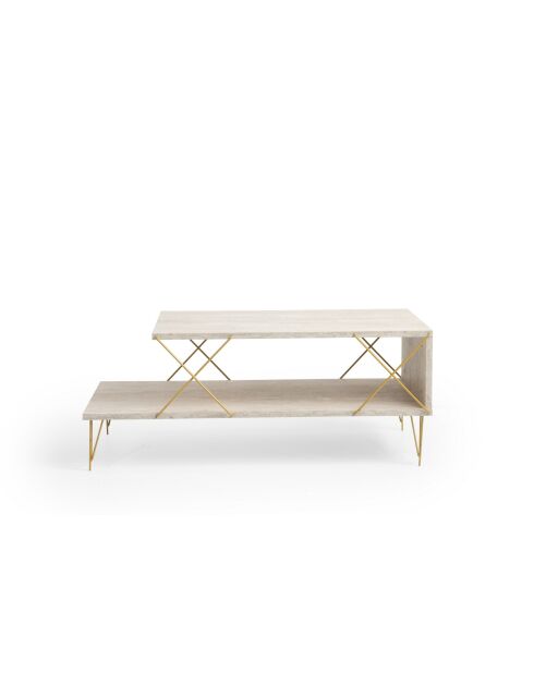Salontafel Loire goud/travertin - 100x40x50 cm