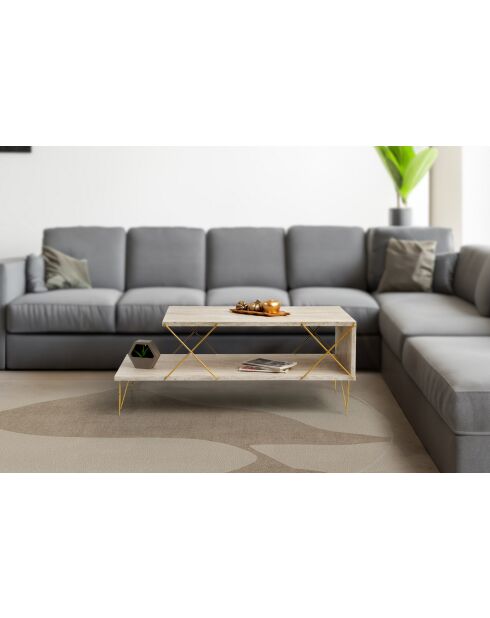 Salontafel Loire goud/travertin - 100x40x50 cm