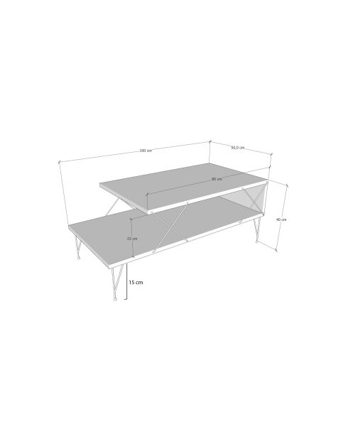 Salontafel Loire goud/travertin - 100x40x50 cm
