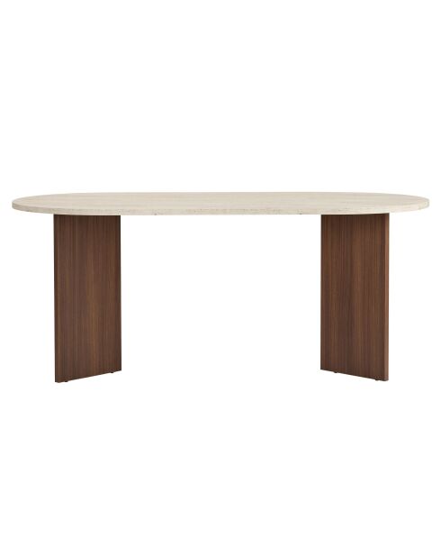 Tavolo da pranzo Sablin travertin/Milano in noce - 180x75x90 cm