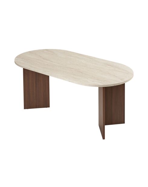 Tavolo da pranzo Sablin travertin/Milano in noce - 180x75x90 cm
