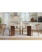 Tavolo da pranzo Sablin travertin/Milano in noce - 180x75x90 cm