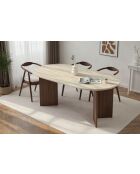 Tavolo da pranzo Sablin travertin/Milano in noce - 180x75x90 cm