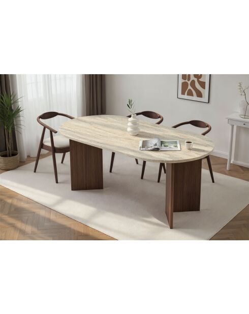 Tavolo da pranzo Sablin travertin/Milano in noce - 180x75x90 cm