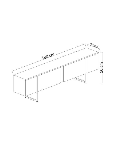 Luxuriöser TV-Ständer aus Travertin/Silber - 180x30x50 cm