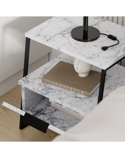 Mesita de noche de mármol Pal Carrara - 45x50x40 cm