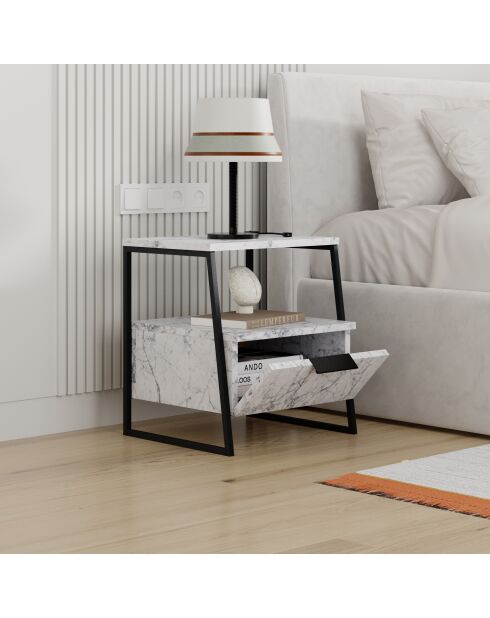 Mesita de noche de mármol Pal Carrara - 45x50x40 cm