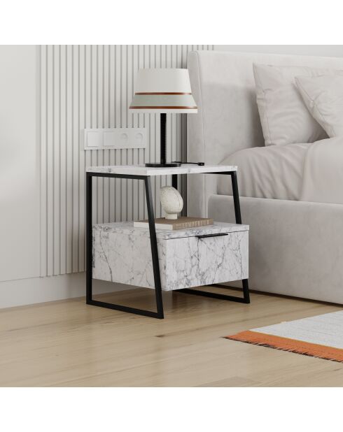 Mesita de noche de mármol Pal Carrara - 45x50x40 cm