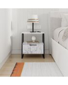 Mesita de noche de mármol Pal Carrara - 45x50x40 cm