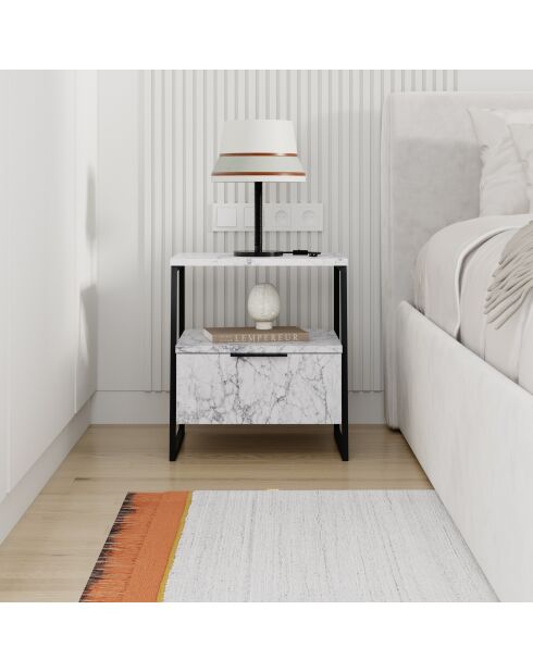 Mesita de noche de mármol Pal Carrara - 45x50x40 cm