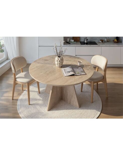Tavolo da pranzo in travertino Virella - 120x75x120 cm